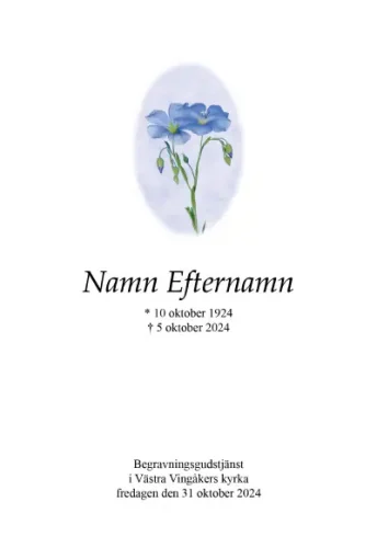 Programkort med linblomma