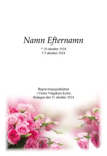 Programkort rosa rosor