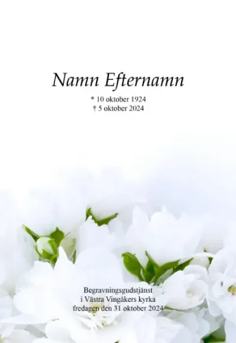 Programkort vita blommor