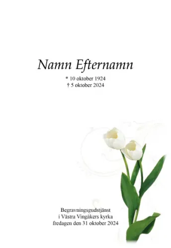 Programkort tulpan vit
