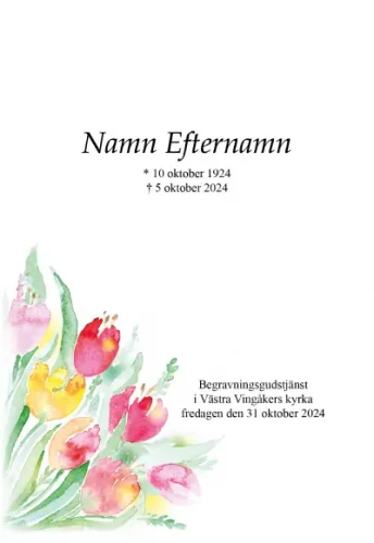 Programkort tulpan akvarell